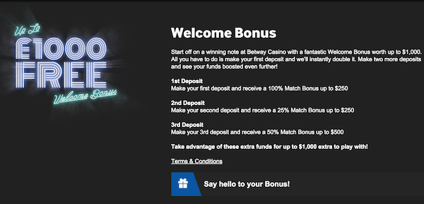 Betway Casino Bonuses