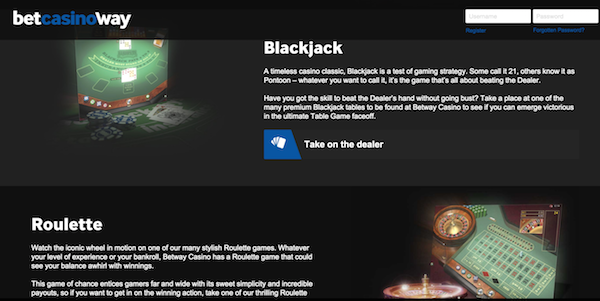 Betway Casino Games